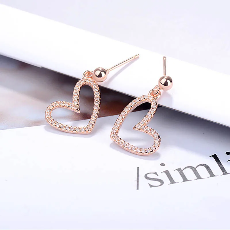 JS-XZSE613rose gold Jellystory, трендовые серебряные серьги-капли 925, с цирконием в форме сердца, драгоценные камни, ювелирные серьги для женщин, свадебные подарки - Цвет камня: JS-XZSE613rose gold