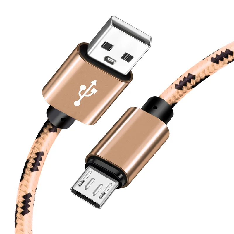Golden Микро USB кабель 2 м 1,5 м нейлон Быстрая зарядка USB кабель для передачи данных для samsung Xiaomi huawei планшет Android мобильный телефон usb зарядный шнур - Тип штекера: Golden