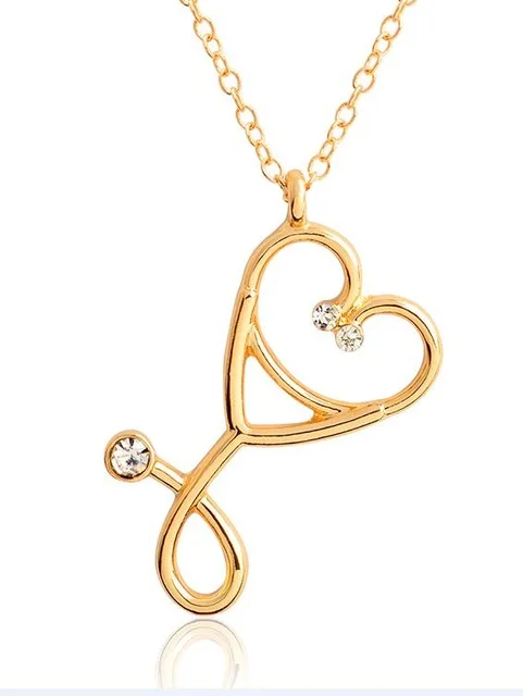 

Jewery Stethoscope necklace Heart stethoscope pendant with rhinestone necklace Doctor Nurse Graduation Medical New creative