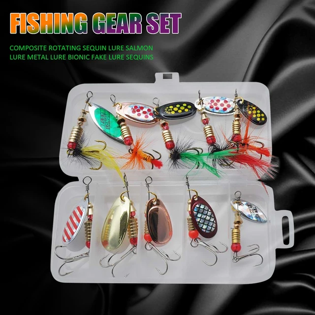 16 Pcs Fishing Lures Spinner Baits, Hard Metal Spinner Baits for Bass Trout  Salmon, Spinnerbait Spoons Kit with Triple Fishing Hooks, Fishing Gears