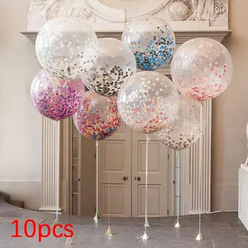 

10pcs Air Ballons Multicolor Confetti Balloon Paper Wishing Lanterns For Birthday Party Wedding Gifts Clear Inflatable Balloon