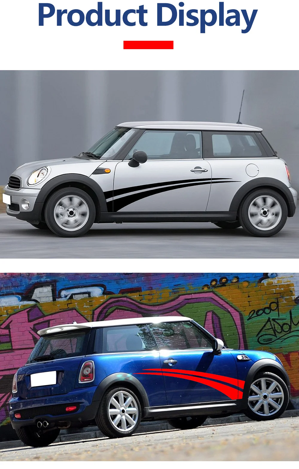 2X креативная виниловая наклейка на дверь автомобиля в полоску для MINI Cooper S R50 R52 53 One JCW аксессуары