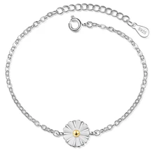 Свежий прекрасный сладкий Хризантема студенческий дикий 925 пробы Серебряный темперамент Женский модный изменяемый Размер браслеты SBR044