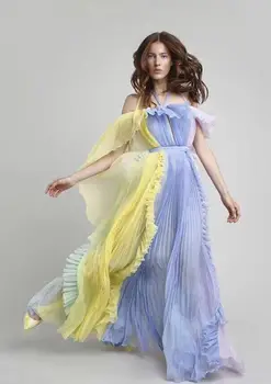 

2020 Women Summer Hot Sale Long Dress Color Patchwork Boho Beach Dress Sexy Spaghetti Strap Pleated Empire Dress Ruffles