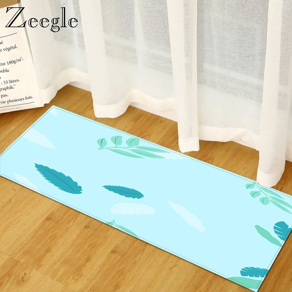 Zeegle Home Decoration Soft Carpet for Hallway Living Room Flannel Carpet Anti-slip Mat for Toilet Washable Entrance Door Mat