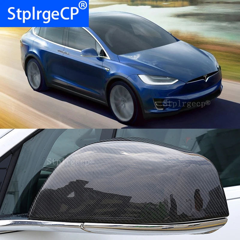 Высокое качество для Tesla модель x 100D 75D 90D- Настоящее карбоновое волокно зеркало заднего вида крышки боковые зеркала Стайлинг автомобиля