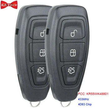 

KEYECU 2pcs for Ford Focus Fiesta C-Max 2016 2017 Replacement Remote Control Car Key Fob 434MHz 4D63 Chip FCC ID KR55WK48801