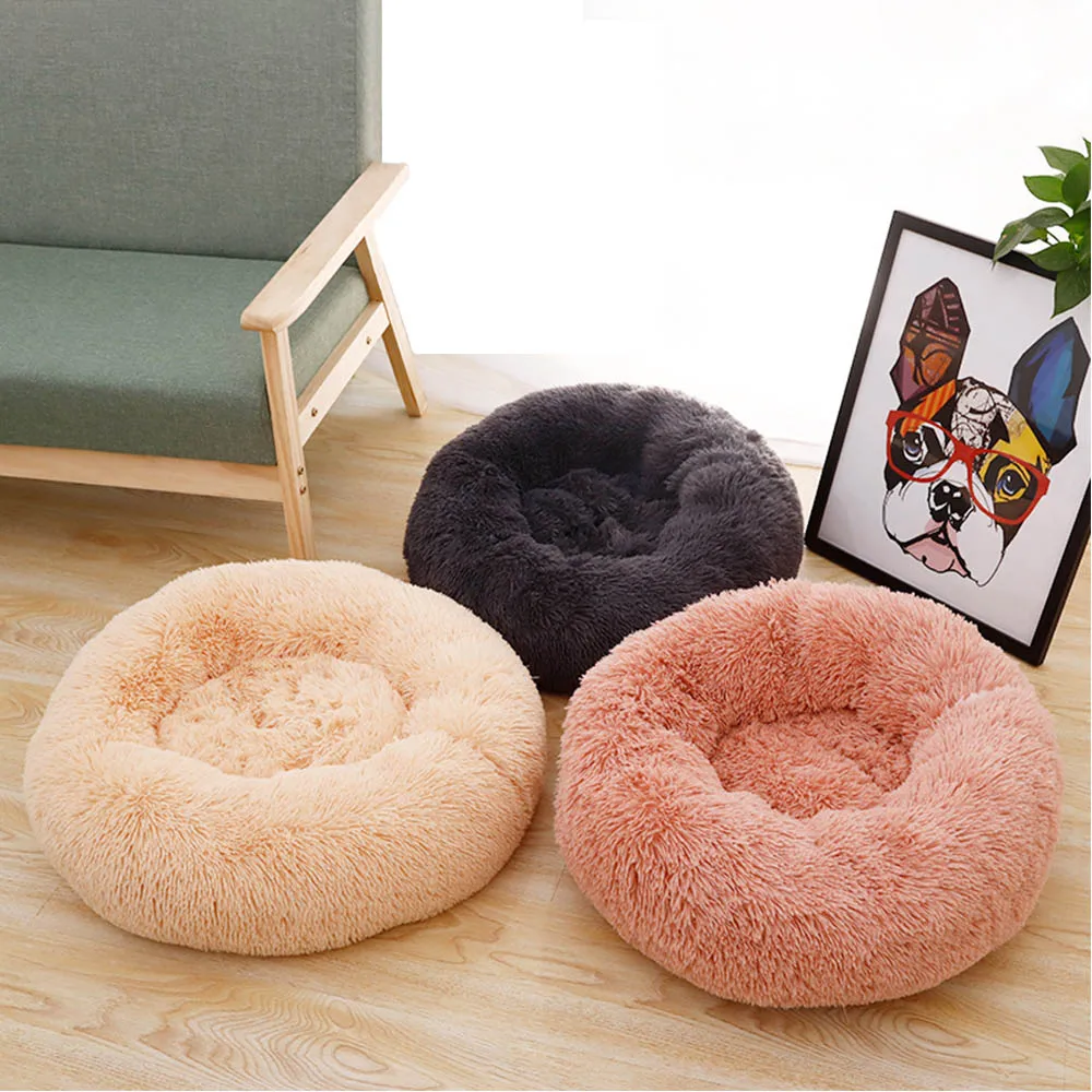 

Long Plush Cat Dog Bed PP Cotton Dogs Kennel Soft Comfortable Mat Pet House For Small Medium Large Dog Accessories Product Stuff