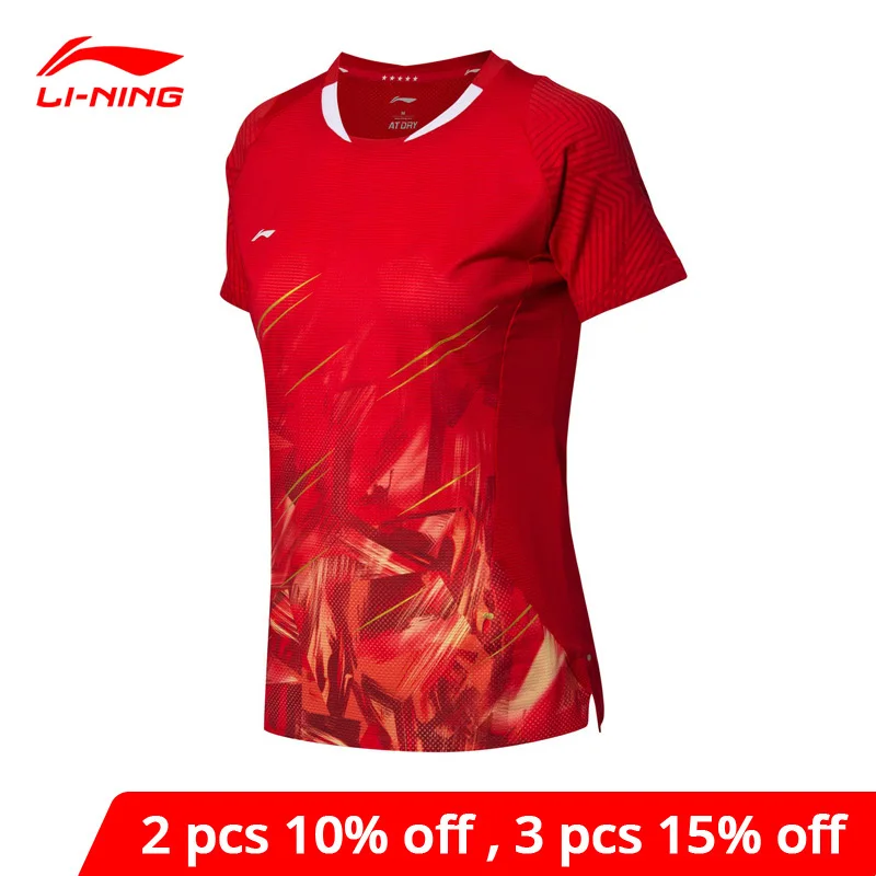 Женская дышащая футболка Li-Ning для бадминтона спортивные футболки с подкладкой