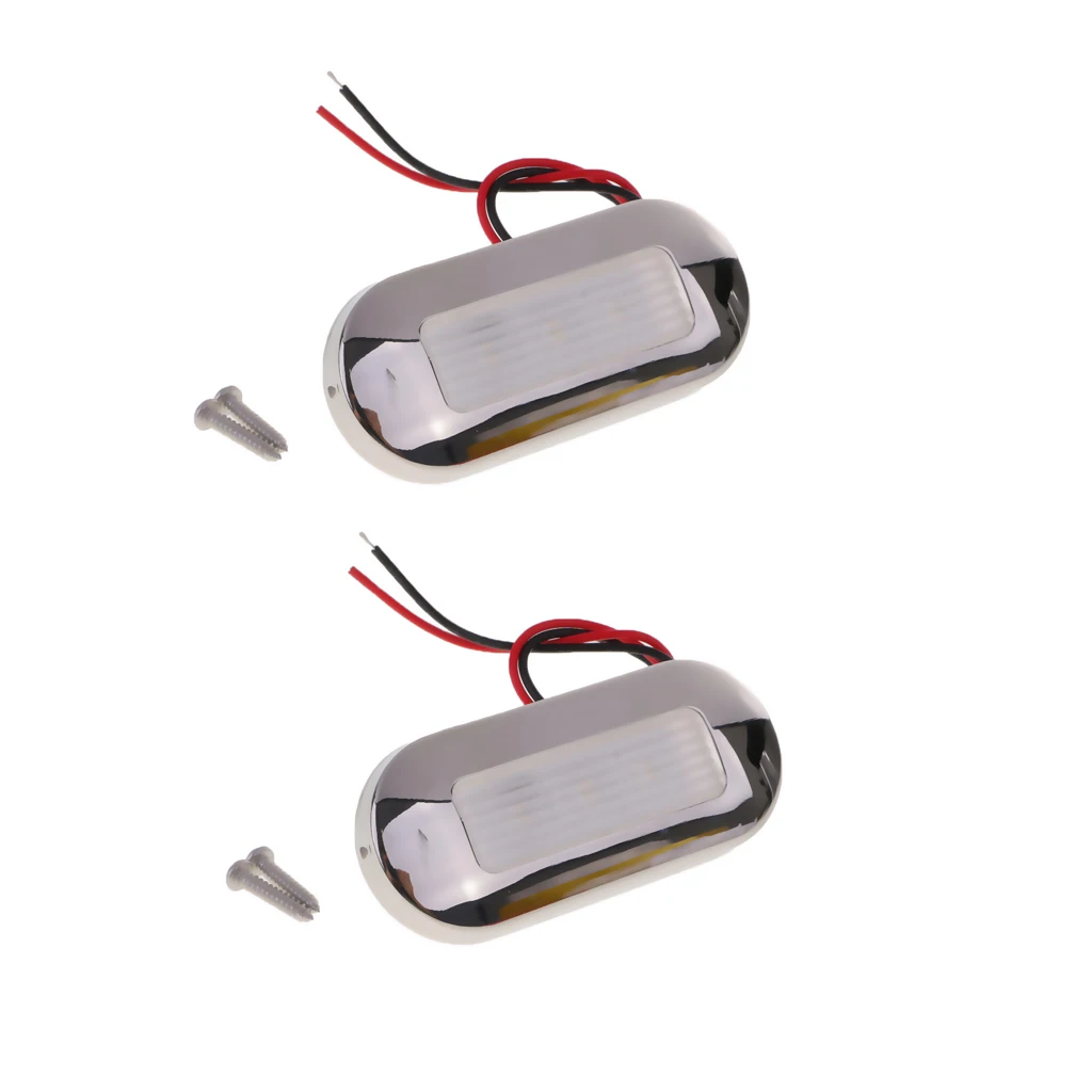 2 Pieces Marine/Boat LED Oblong Oval Surface Mount Courtesy Light - White | Автомобили и мотоциклы