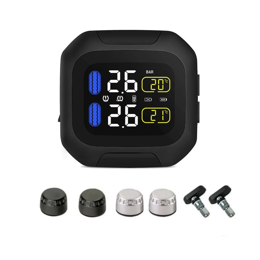 Wireless Motorcycle TPMS Tire Pressure Monitoring System Motor Tyre Alarm 2 Sensor Tools For BMW For Kawasaki