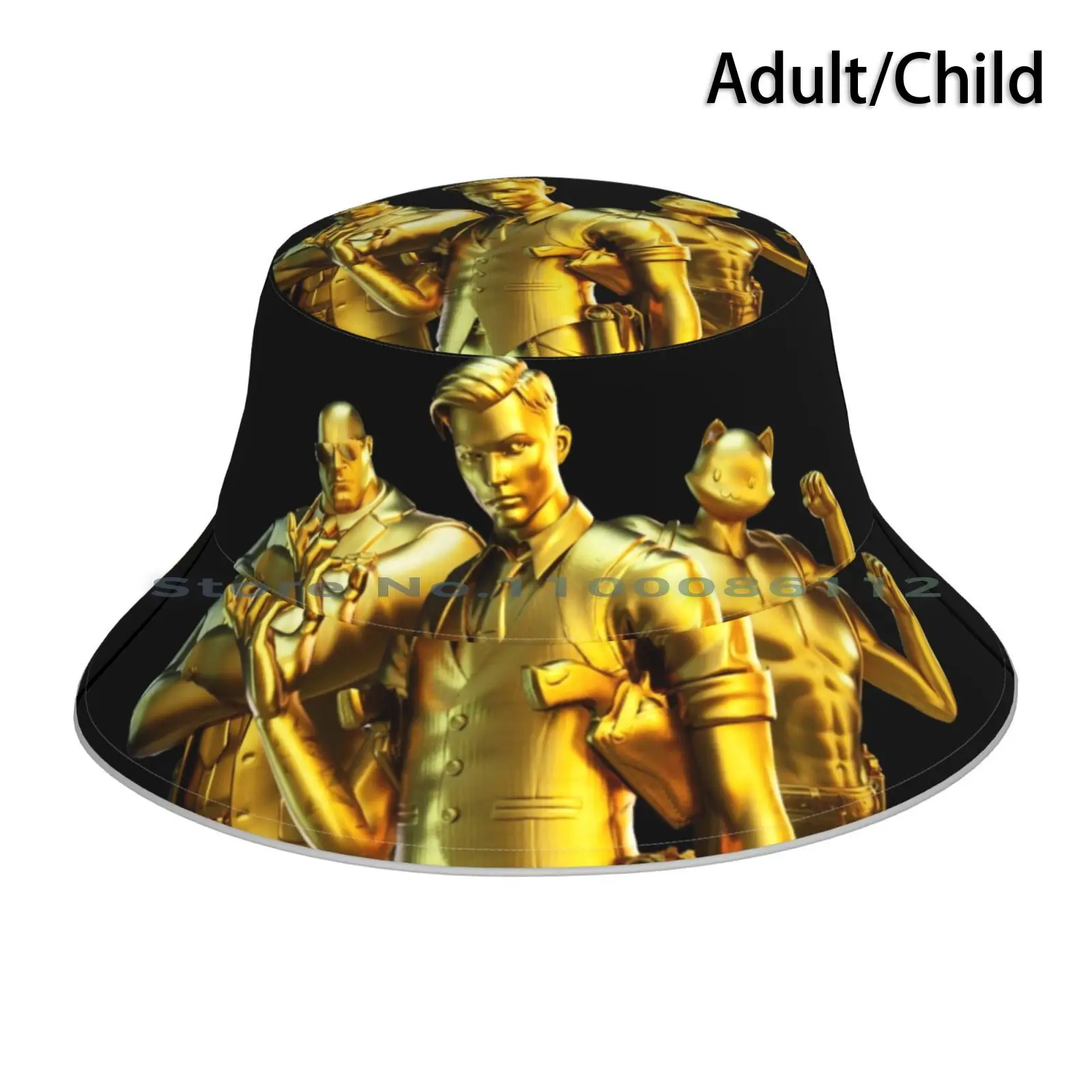 Gold Midas Team Bucket Hat Sun Cap Gamers Gaming Videogiochi Game Addict Season 2 Skins Love Battle Royal Case Gold Midas