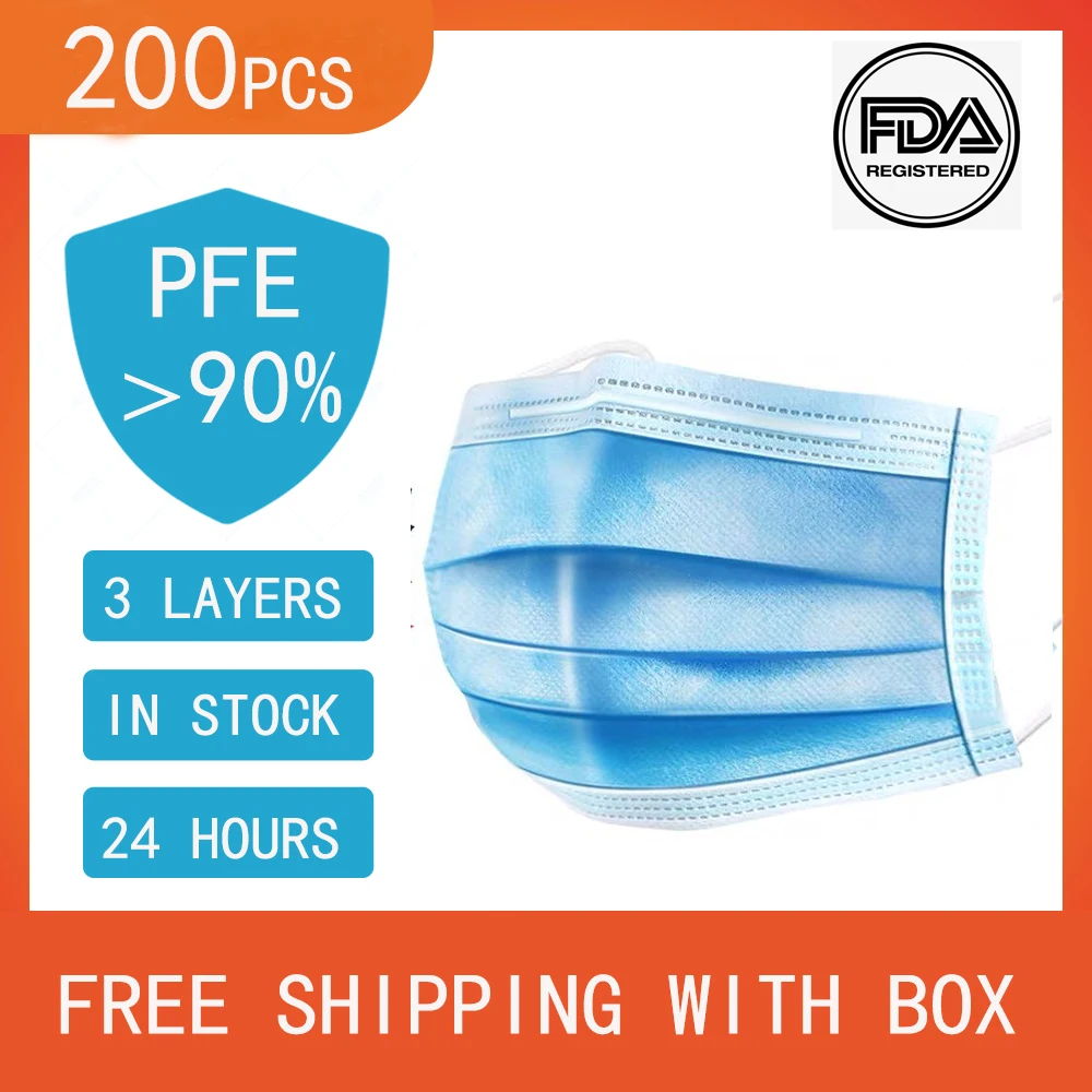 

Disposable 3 layer Face Mask Dust Protective Masque Anti Bacterial Pm2.5 Filter Kids Baby Child Mouth Mask PFE >90% Such as KN90