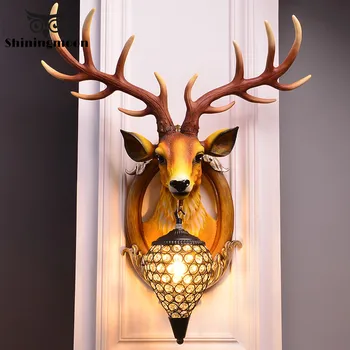 

Vintage Antler Resin Wall Lamp Creative Art Deer Wall Light Home Decor Vanity Light Living Room Wall Sconce Lamp LED 111V~240V