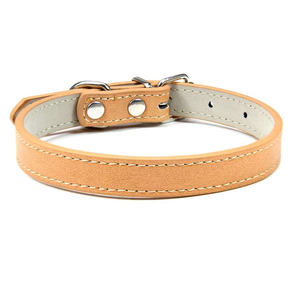 best Dog Collars Soft Leather Solid Dog Collar Adjustable Puppy Neck Strap Safe Collars for Small Medium Big Dog Kitten Necklace Cat Accessories dog collar tags Dog Collars