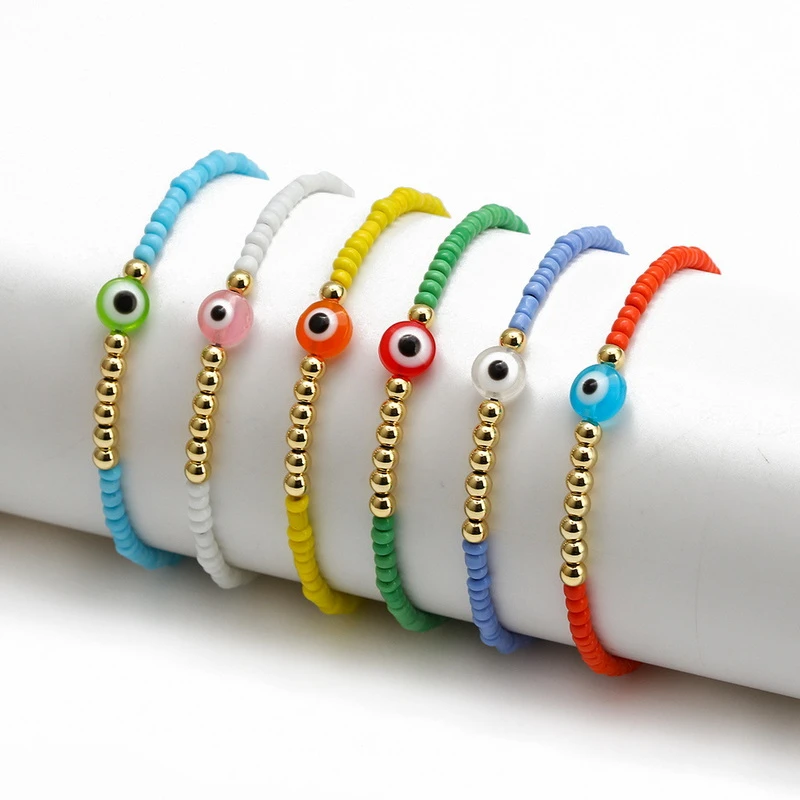 la suerte de mal de ojo turco para niños y niñas, brazalete de cuentas de Color dorado, cuerda trenzada ajustable, joyería, regalo de amistad, nuevo estilo|Pulseras de amuleto| - AliExpress