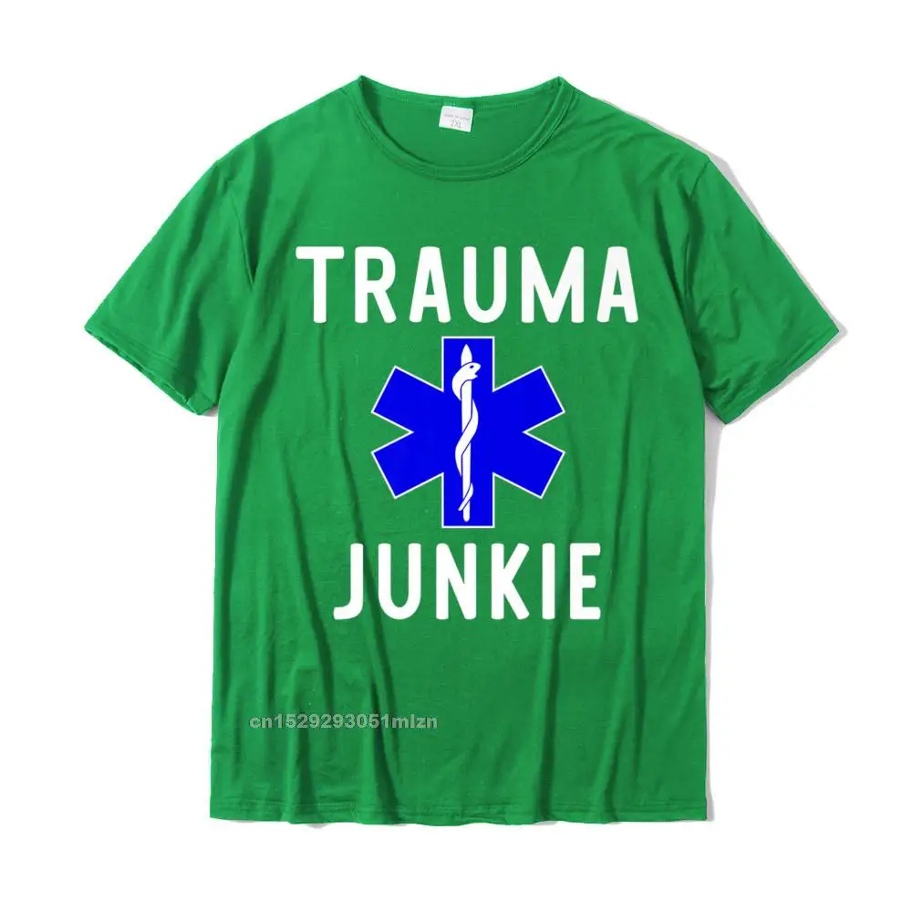 Casual Crew Neck Tshirts Thanksgiving Day Tops T Shirt Short Sleeve Fashionable 100% Cotton Normal Sweatshirts Leisure Mens Mens Trauma Junkie T-Shirt EMS Star of Life Graphic EMT Medics__5002 green