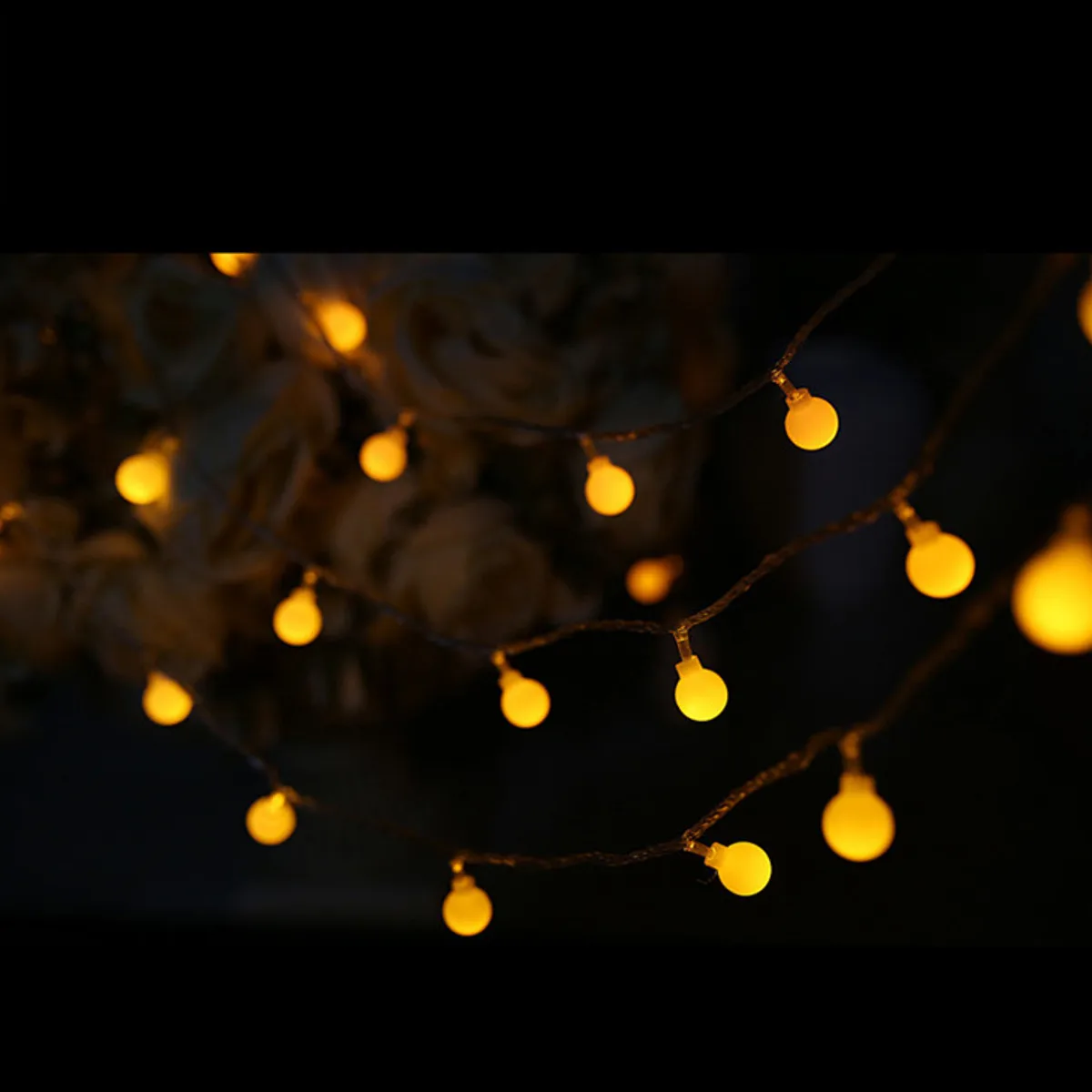 Yellow Светильник на солнечной батарее, 50LED, гирлянда, шар, лампа, праздничный светильник, ing струны, сенсор, лампа для сада, сада, дома, вечерние, свадебные украшения, 7 м - Испускаемый цвет: Yellow