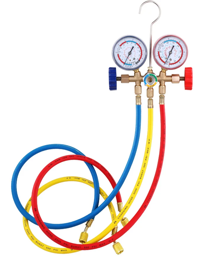 

Refrigerant Manifold Gauge Set Air Conditioning Tools with Hose and Hook for R12 R22 R404A R134A Wide Application