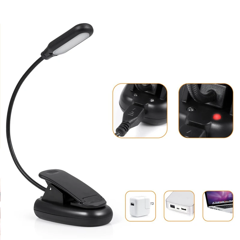 

LED Clip Lights USB Reading Backlight Laptop Flexible Powerful Table Lamp Bedside Night Light Book Lamps Camping Table In Car