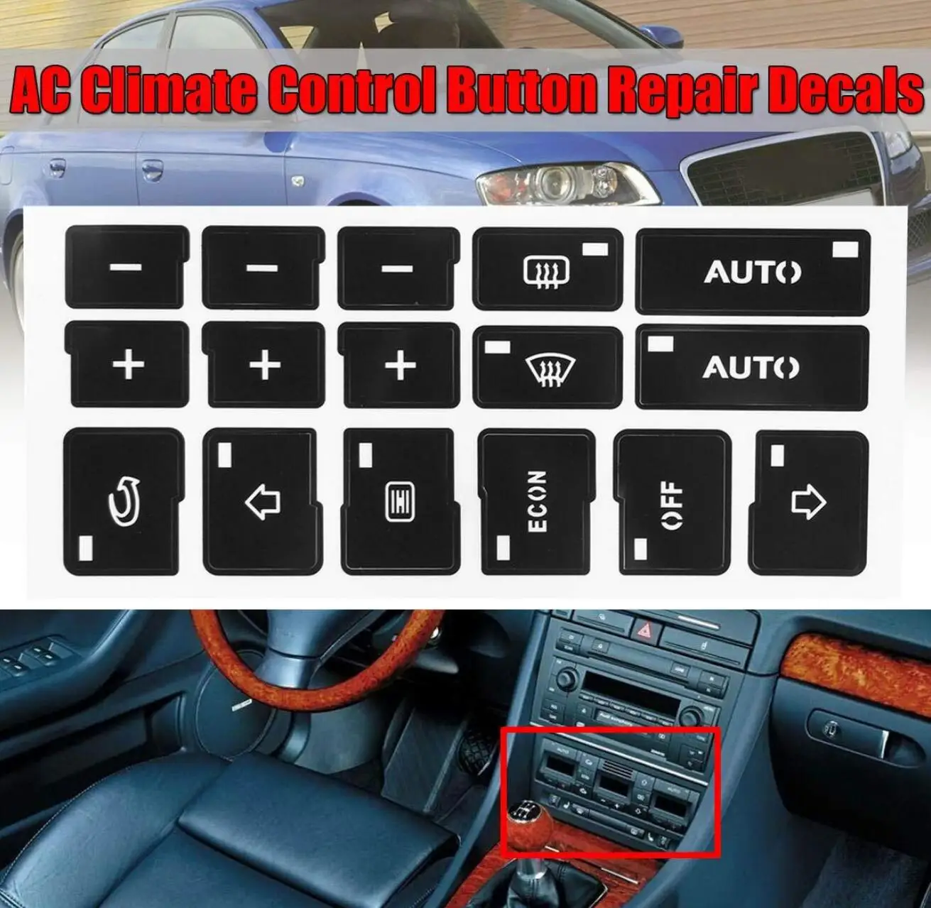 1х Автомобильные кондиционеры, переменный ток, кнопки для контроля воздуха, ремонтные наклейки для Audi A4 B6 B7 2000 2001 2002 2003 2004