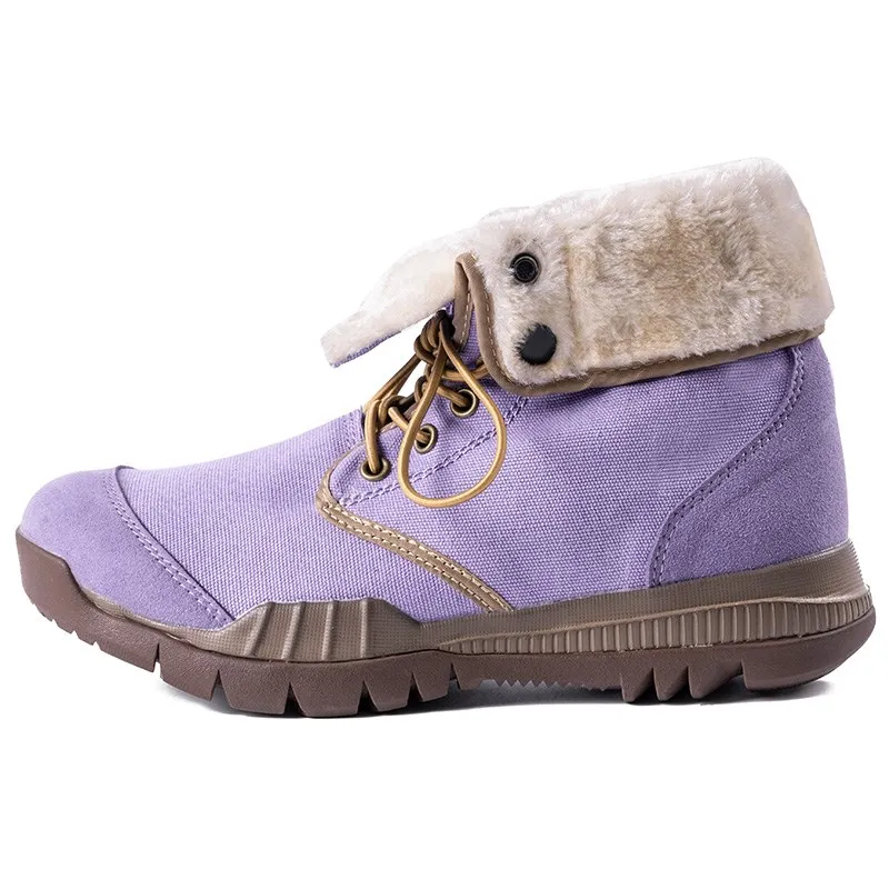 Открытый военный тактический светильник, дышащая парусиновая Складная высокая обувь для мужчин и женщин, походная обувь для альпинизма - Цвет: Purple wool
