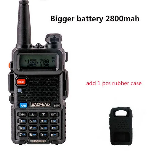 Обновленный Baofeng Uv-5R аккумулятор 2800 мАч HT Woki Toki радио для 10 км длинный диапазон коммуникатор радио полицейские сканеры SB трансивер - Цвет: add rubber case