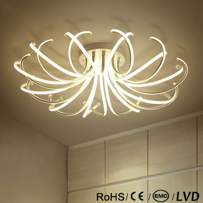 2018 потолочные люстры led современные формы цветка затемнения светильник