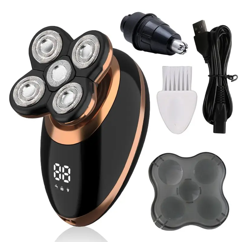 

Multifunctional 4-in-1 Intelligent Digital Display Men Shaving Head Machine 5-head Electric Shaver Rechargeable Razor