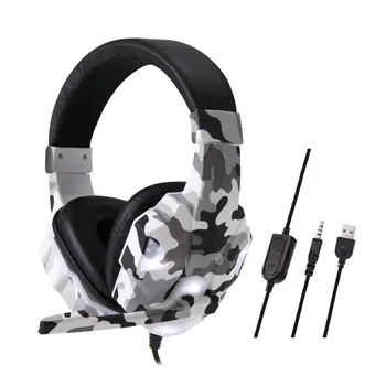 

Professional Led Light Gaming Headphones For Computer Adjustable Bass Stereo PC Gamer Over Ear Wired Headset