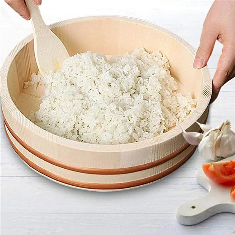 

Wooden Japanese Sushi Rice Bucket Korean Rice Mix Bucket Rice Bucket Wooden Container Bucket For Restaurant Kitchen Accessories
