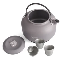 1.4L чайник из сплава, чайник для воды на открытом воздухе, походный кофейник, портативная кухонная посуда с сетчатой сумкой, чайник для воды, чайник, кофейник
