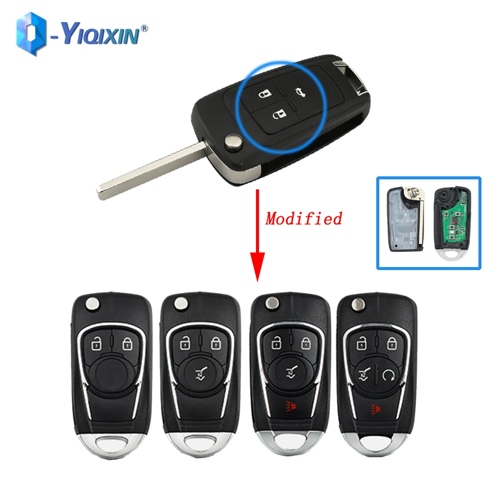 YIQIXIN ID46 Chip Flip Modified Key For Opel Vauxhall Astra J Corsa E Insignia Zafira C For Buick Fob 433MHz For Chevrolet Cruze