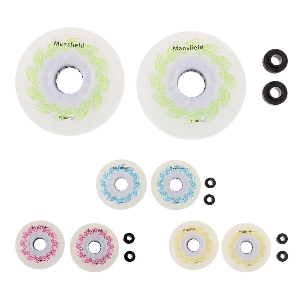 2 Pieces LED Light Up Inline Sliding Flash PU Roller Skate Wheel 80mm
