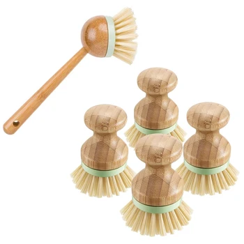 

JEYL 5-Piece Dishwashing Brush Household Cleaning Brush Kitchen Pot Dishes Cleaning Brush (4 Mini and 1 Long Handle)