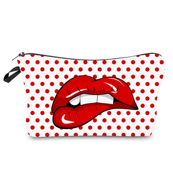

Waterproof Lip biting 3D printing sexy fashion makeup bag hand bag women's multifunctional storage bag organization