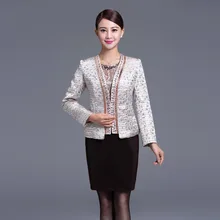 Платье костюмы для женщин осень зима комплект из двух частей с твидовым жакетом Роскошные Формальные Свадебные жениха невесты мать одежда размера плюс