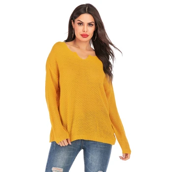 

Fall Winter Crochet Knit Mustard Sweater for Women Kawaii Ladies Sexy Knitted Cosy Loose Pullover Jumper Plus Size