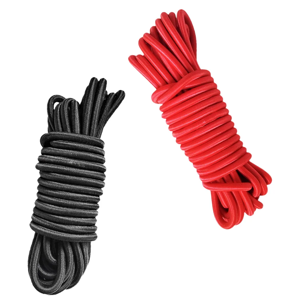 2 Pieces 4mm x 5m Black & Red Strong Elastic Bungee Rope Shock Cord Tie Down Marine Boat Kayak Camping Outdoor