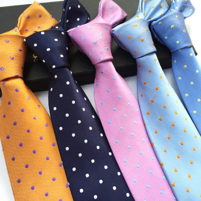 Classic Fashion Silk Tie Plaid Striped Solid Green Orange Red Polka Dot Necktie For Man Business Party Wedding Formal 8cm Ties