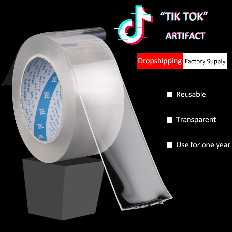 Super Double Sided Tape 3m 5m Transparent Waterproof Adhesive Nano Tapes Clear Dobble Reuse Mascherine Scotch Stickers Gadgets Tape Aliexpress