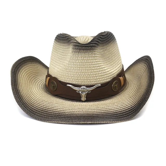 Sun hat for women summer hats New spring western cowboy straw hat outdoor seaside sunscreen hat beach hat with cow Hardware HZ40 6