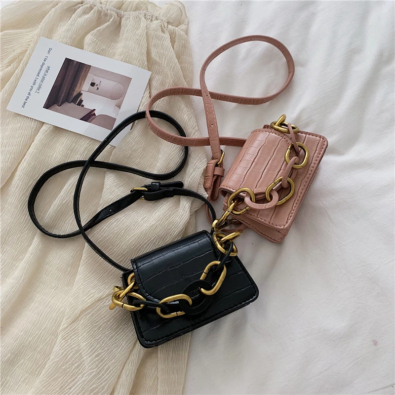 Женская мини-сумка-ведро с цепочками, сумки через плечо для подарка, брендовые дизайнерские сумки-мессенджеры на плечо 2019, ретро черный