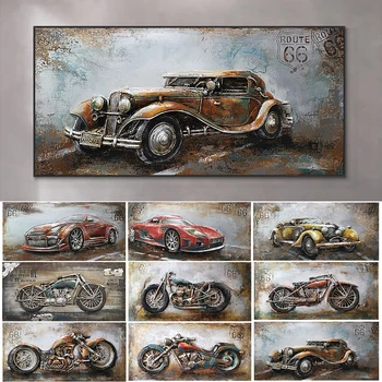 Cars and Motorcycle Paintings Printed On Canvas 1