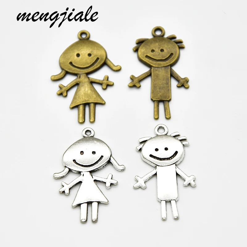 

15pcs New style Boy and Girl Charms Fit Couples Pendant necklace Jewelry accessories making 35*20mm 35*24mm
