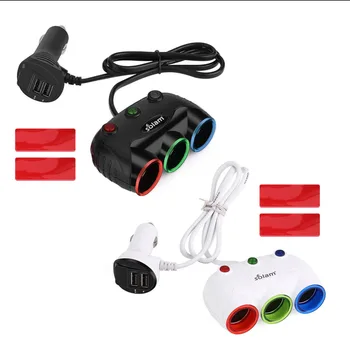 

Car Styling 12V-24V 120W Car 3-Socket Cigarette Lighter Splitter Adapter 5V 3.1A Dual USB Charger Car Accessories