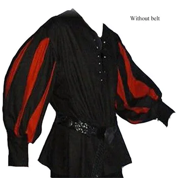 

Men's Medieval Knight Cosplay Costume Vintage Halloween Party Stitching Design Men's Performance Costume Loose Shirt Top Clothes