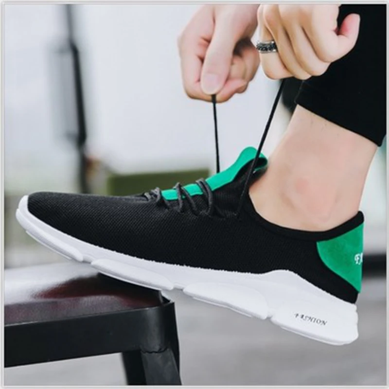 

LITTHING Men Comfortable Summer Sneakers Casual Shoes Men Breathable Mesh Sport Lace-up Light Fashion Flat Vulcanized Shoes