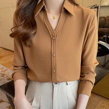 

Korean Fashion Clothes Silk Shirts For Women Spring Satin Long Sleeve Casual Womens Tops And Blouses Woman Blouse Blusas Mujer