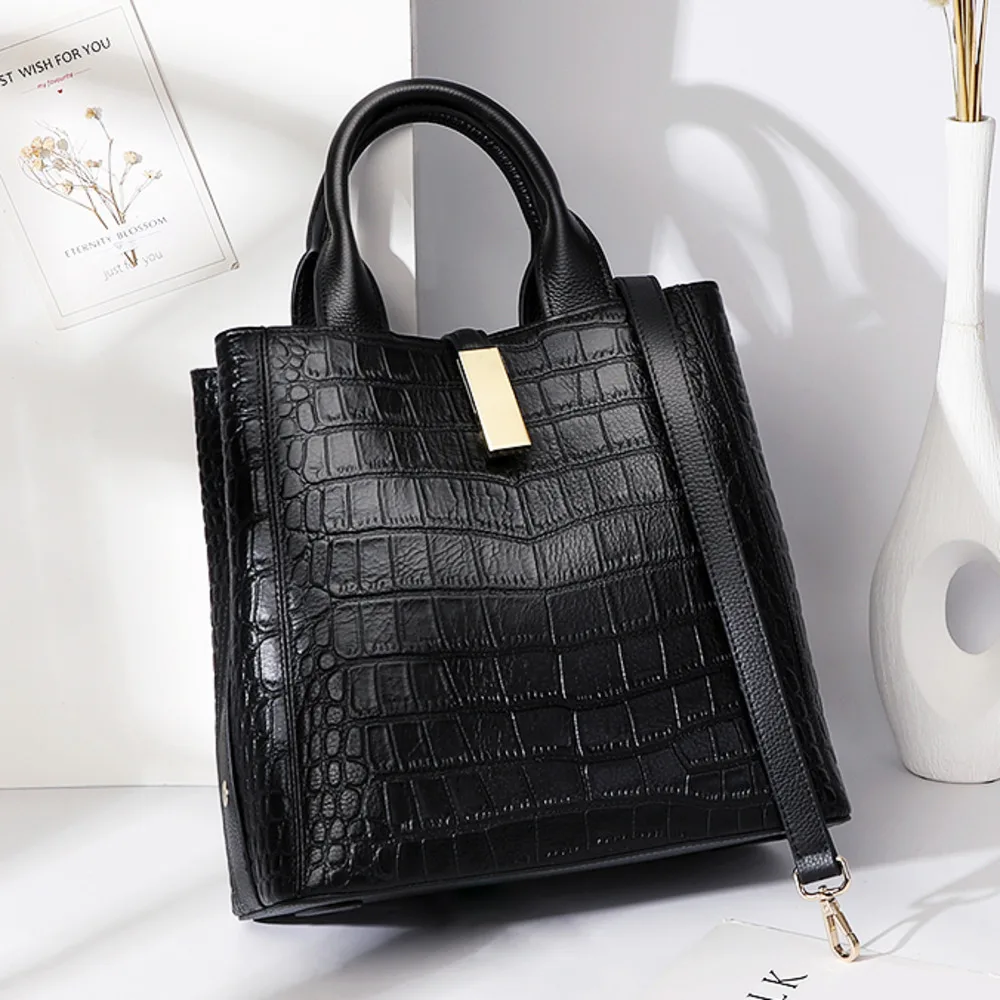 

Genuine Leather Aligator Image Large Capacity Handbag/ Crossbody bags